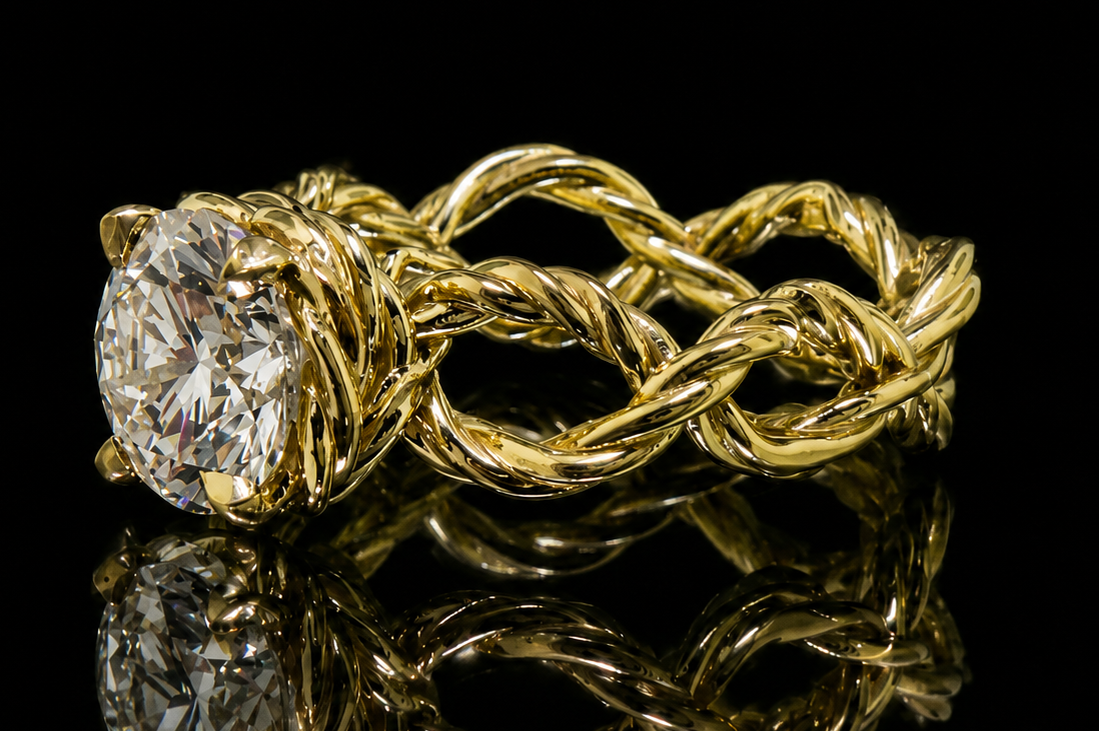 Round Diamond Woven twist Ring (eng295)