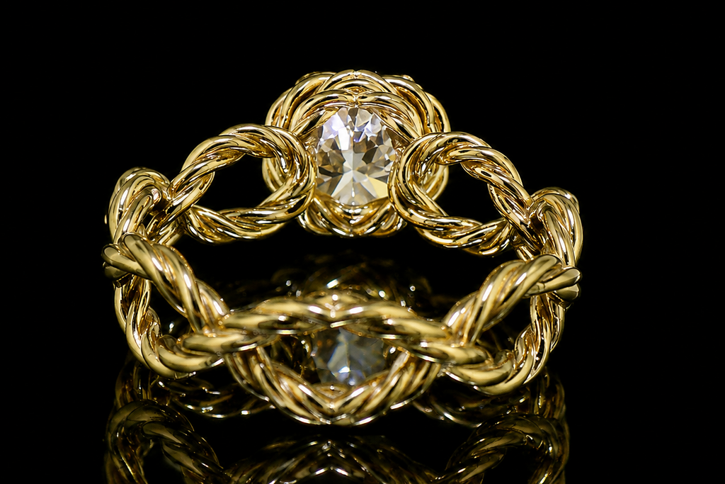 Round Diamond Woven twist Ring (eng295)