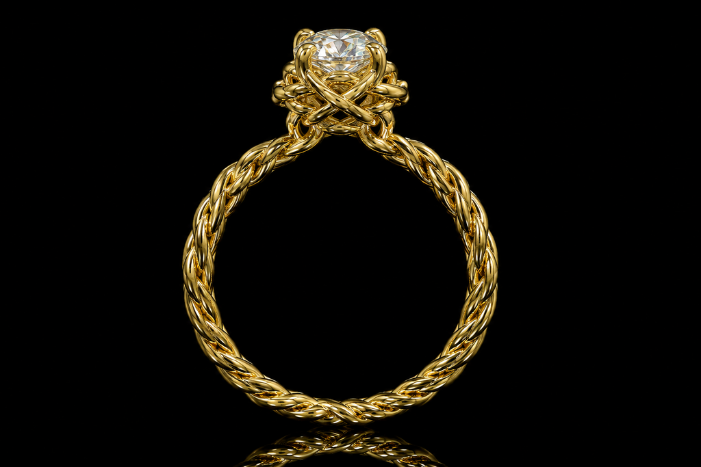 Round Diamond Woven twist Ring (eng295)
