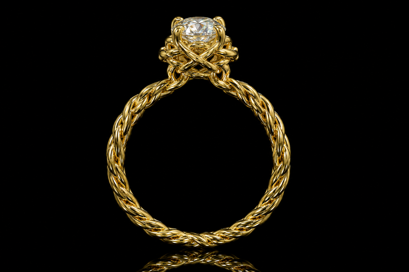 Round Diamond Woven twist Ring (eng295)