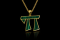 18k yellow gold Chai with malachite pendant (chai001)