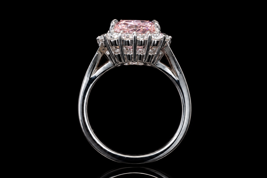 Pink Diamond Halo Ring (eng001-2)