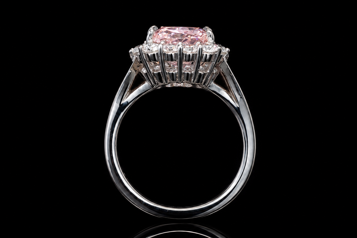 Pink Diamond Halo Ring (eng001-2)
