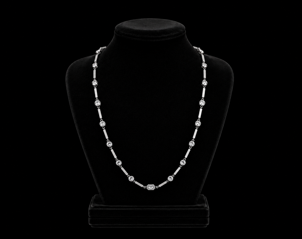 Diamond & Bar Long Necklace (pend026)
