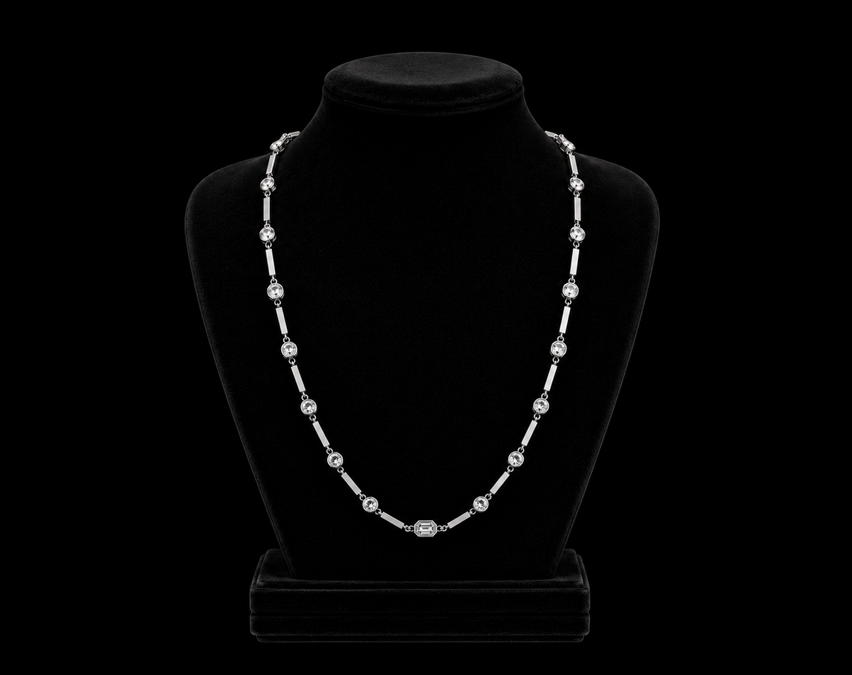 Diamond & Bar Long Necklace (pend026)