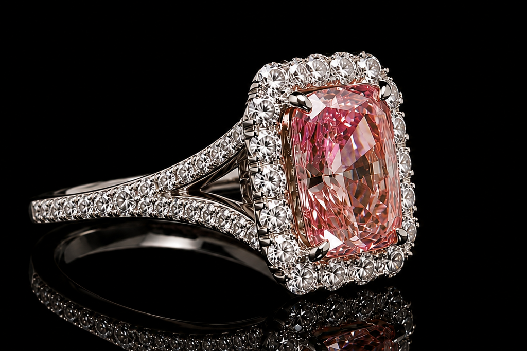 Pink Diamond Halo Ring (eng001-2)