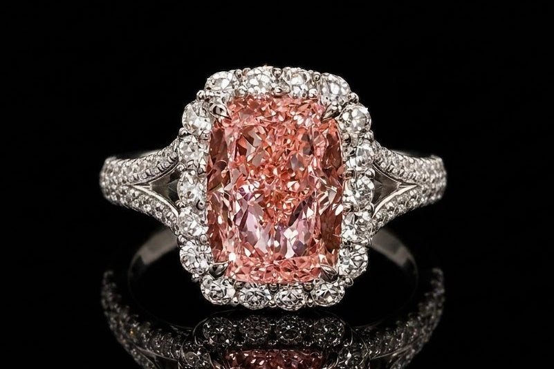 Pink Diamond Halo Ring (eng001-2)