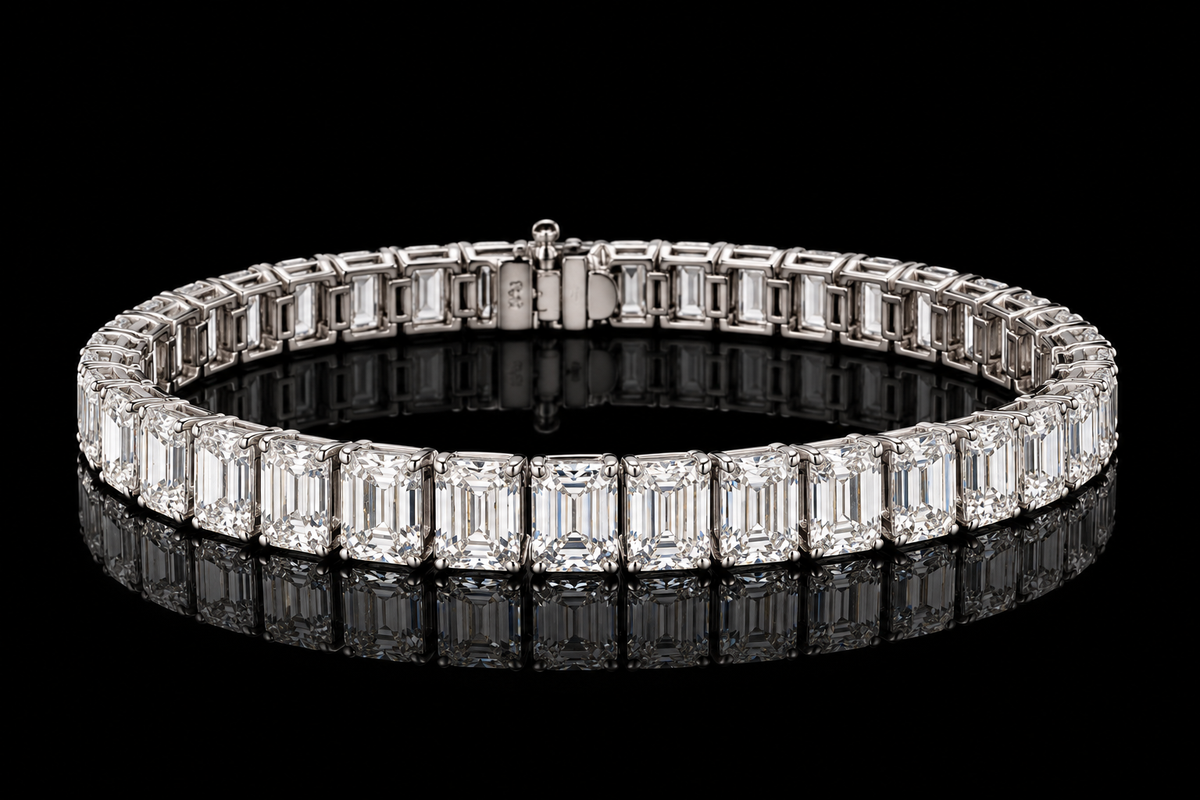 Classic Diamond Emerald Cut Tennis Bracelet (brac002-1)