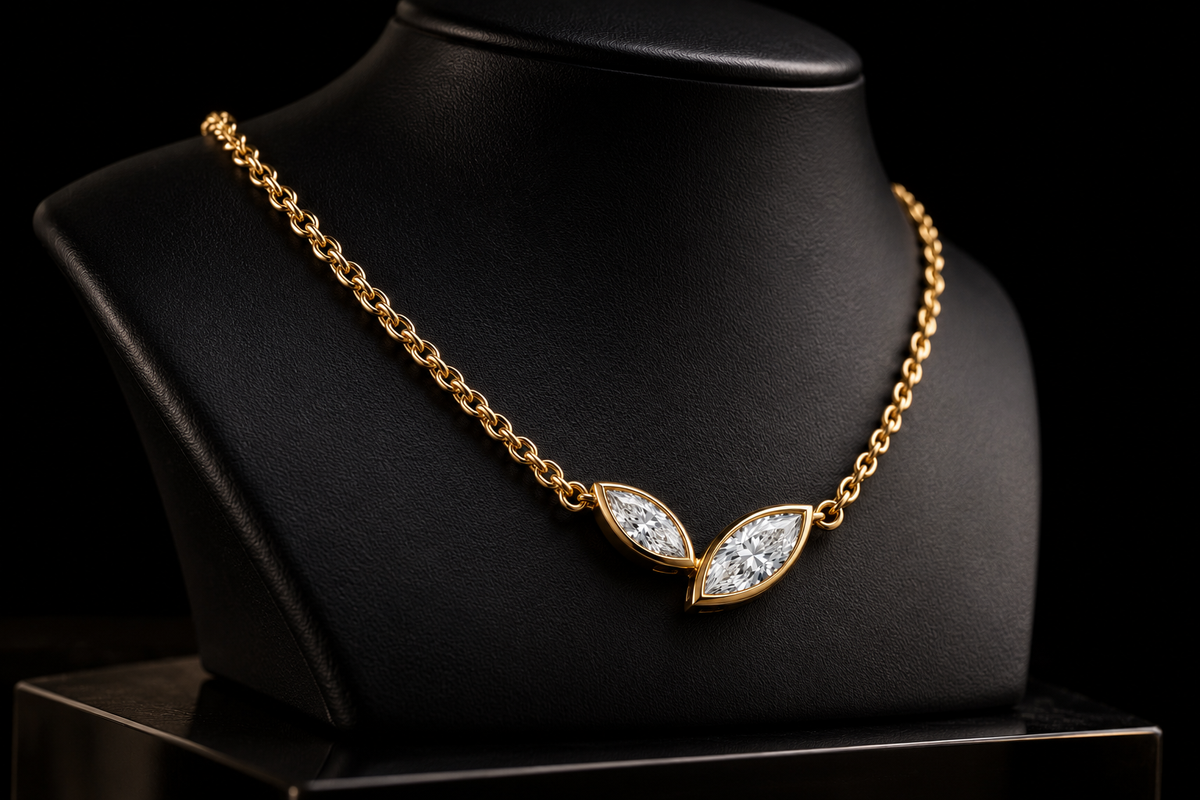 Marquise Diamond Bezel Necklace (pend-MQ1)