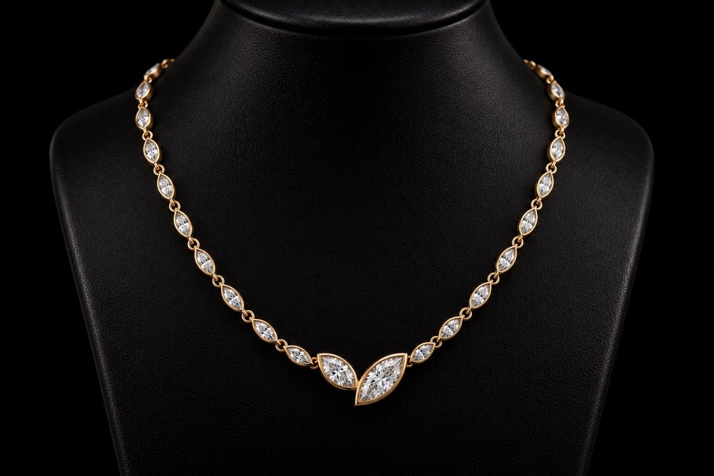 Marquise Diamond Bezel Necklace (pend-MQ1)