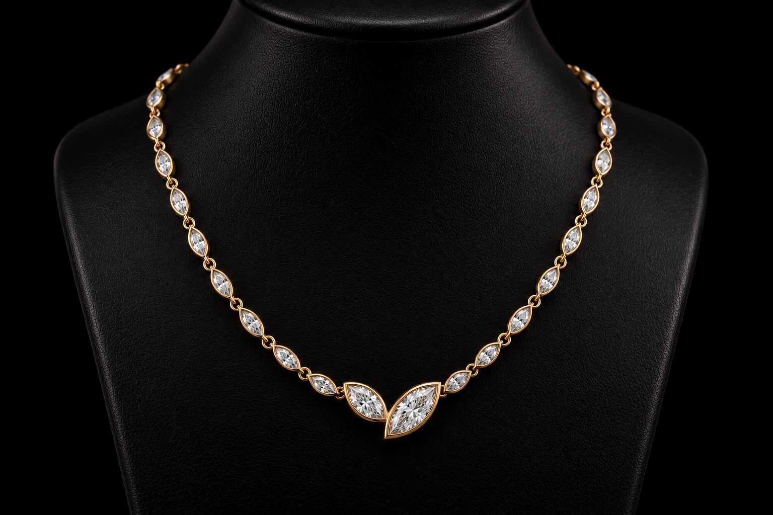 Marquise Diamond Bezel Necklace (pend-MQ1)