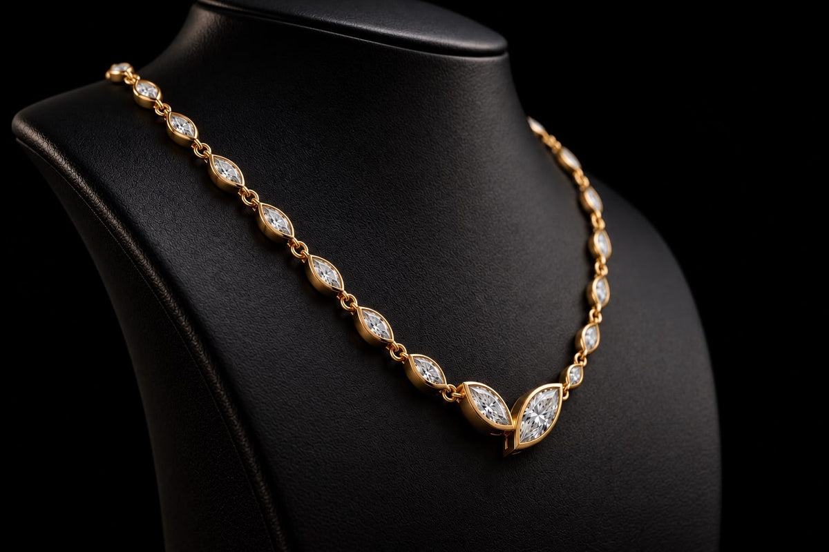 Marquise Diamond Bezel Necklace (pend-MQ1)