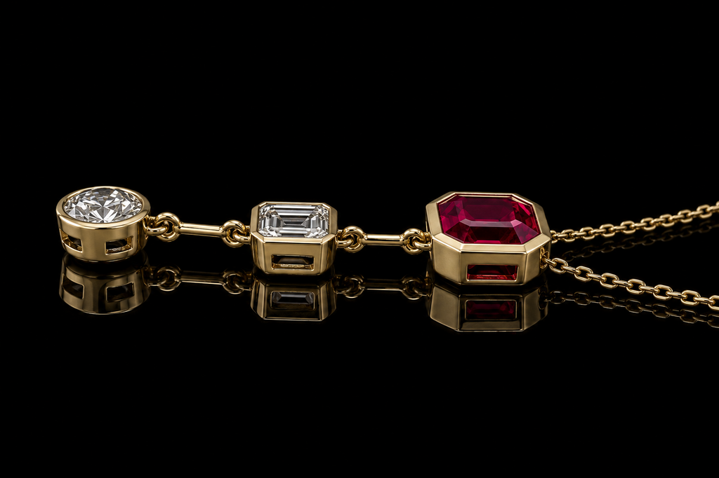 Ruby & Diamond Drop Necklace (Pend01-5)