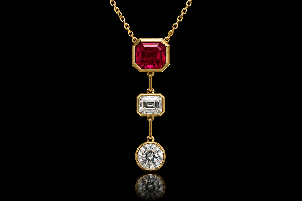 Ruby & Diamond Drop Necklace (Pend01-5)