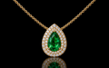 Pear-Shaped Emerald & Double Halo Diamond Necklace (pen-g001)