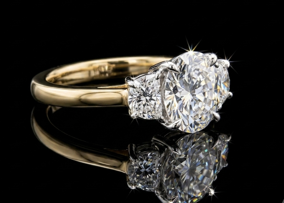Round Three-Stone Diamond Engagement Ring (eng785)