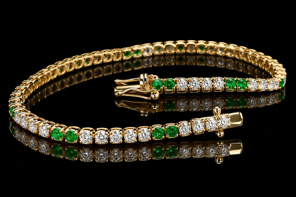 Emerald & Diamond Tennis Bracelet (brac044)