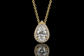 18K Yellow Gold Pear Diamond Halo Pendant (pend122)