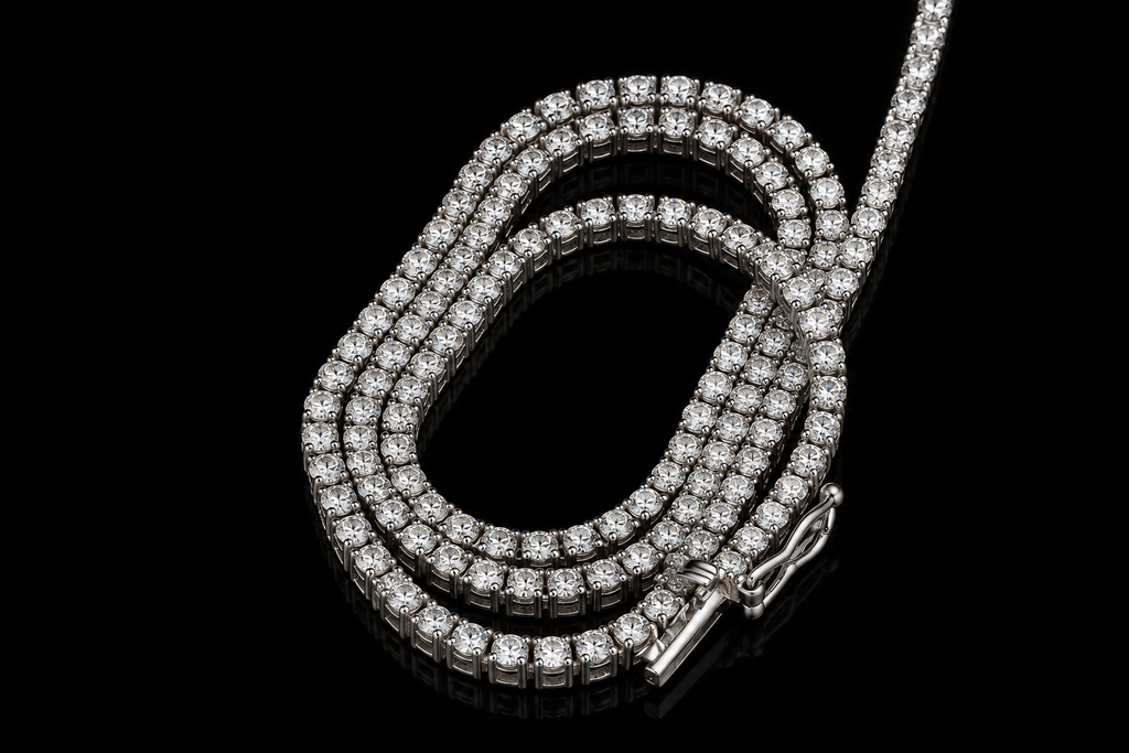 14K White Gold Diamond Tennis Necklace (pend124)