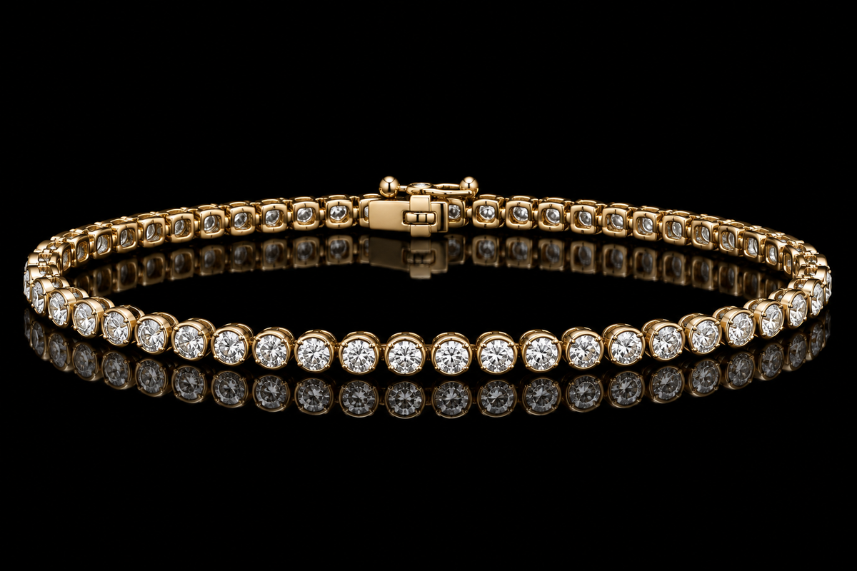 Bezel-Set Diamond Tennis Bracelet (brac042)