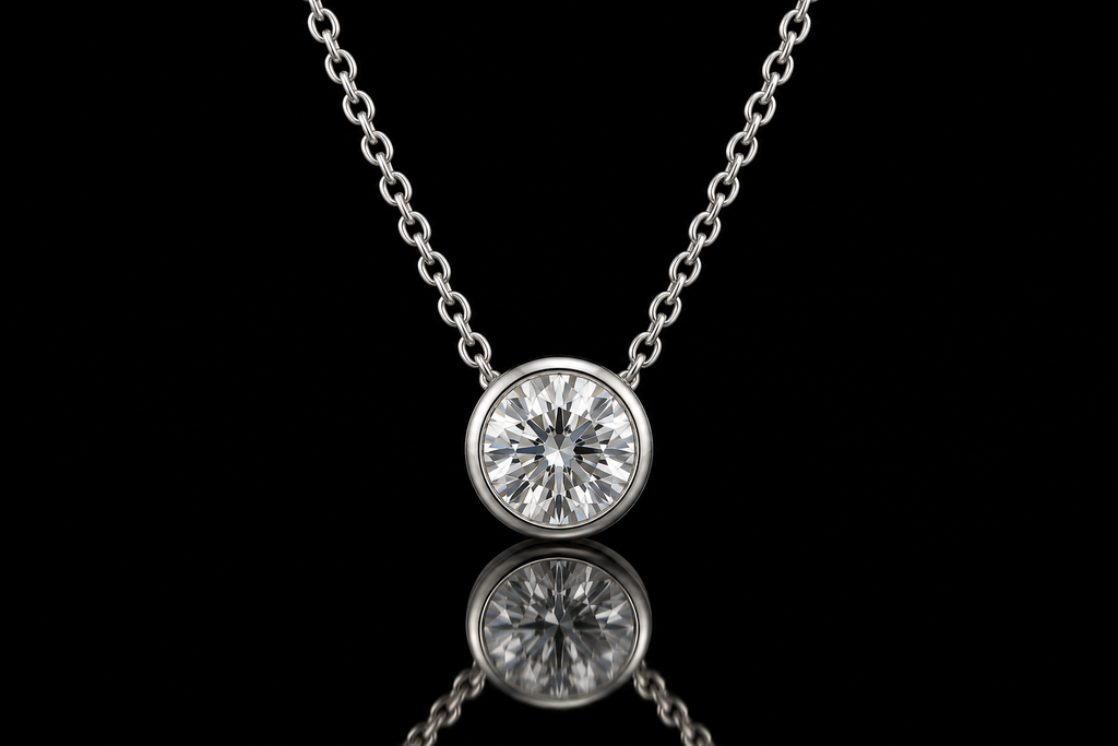Platinum Bezel-Set Diamond Necklace (pend121)