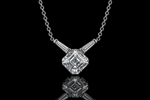 Asscher & Tapered Baguette Diamond Pendant