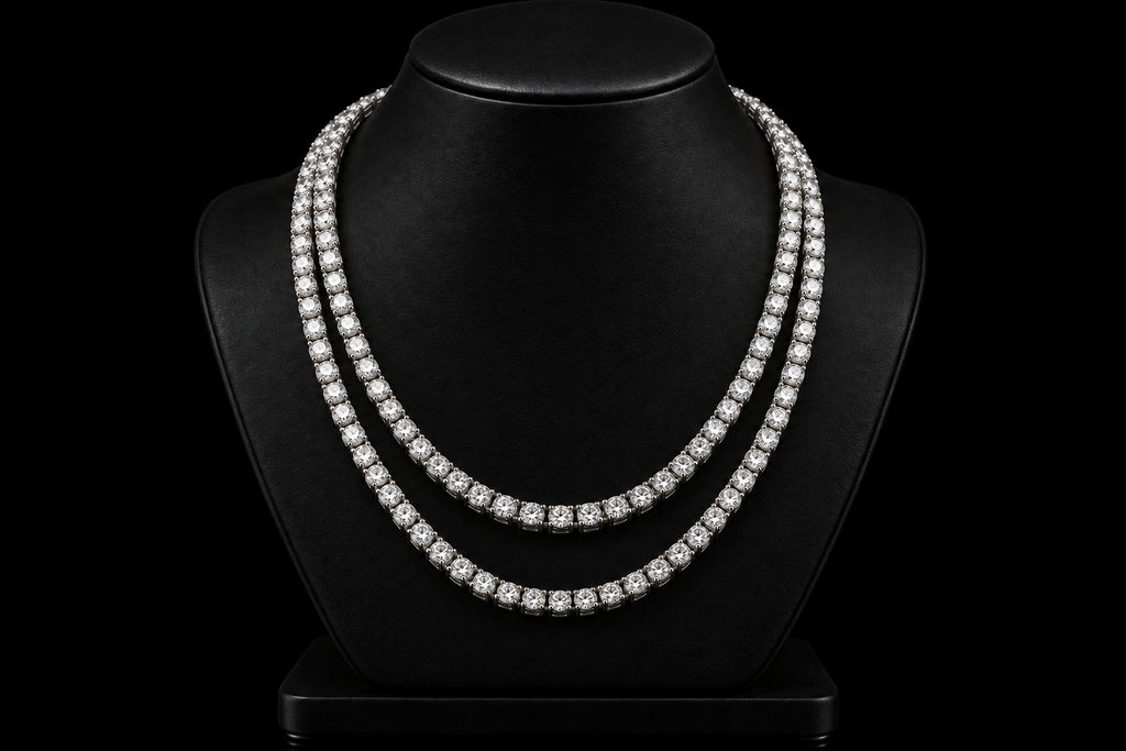 14K White Gold Diamond Tennis Necklace (pend124)