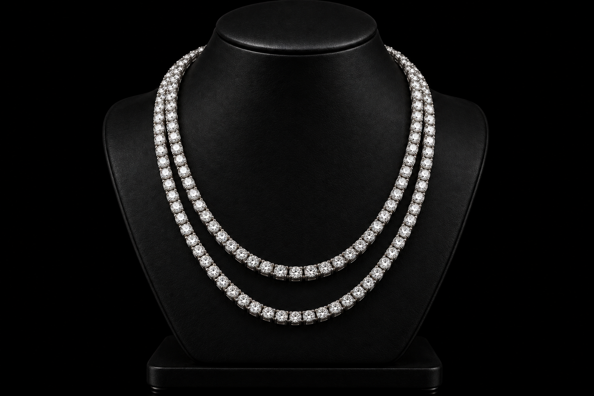 14K White Gold Diamond Tennis Necklace (pend124)