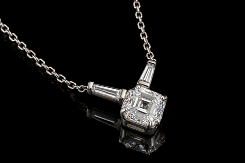 Asscher & Tapered Baguette Diamond Pendant