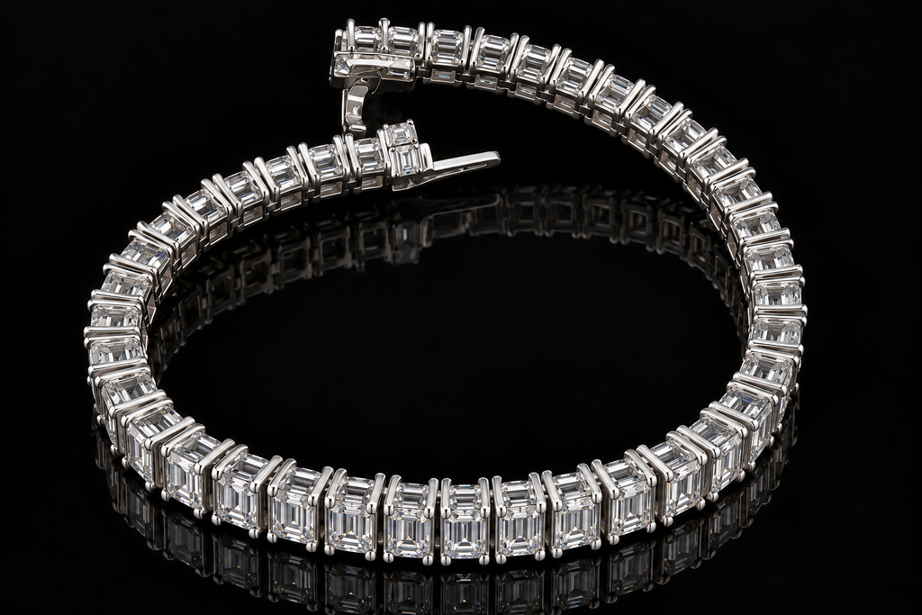 Emerald-Cut Diamond Tennis Bracelet (brac031)