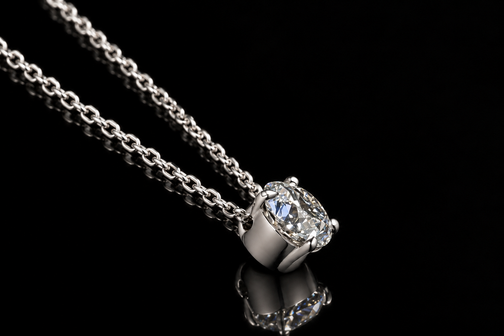 14K White Gold Diamond Solitaire Pendant (pend123)