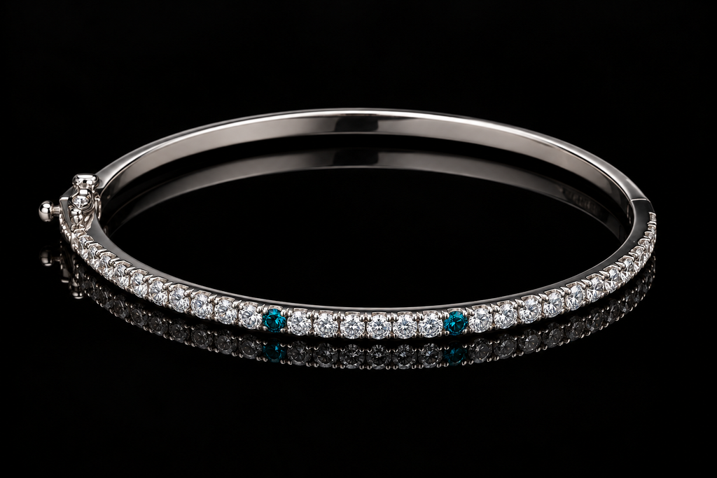 Diamond, Sapphire & Hand-Engraved Bangle (brac034)