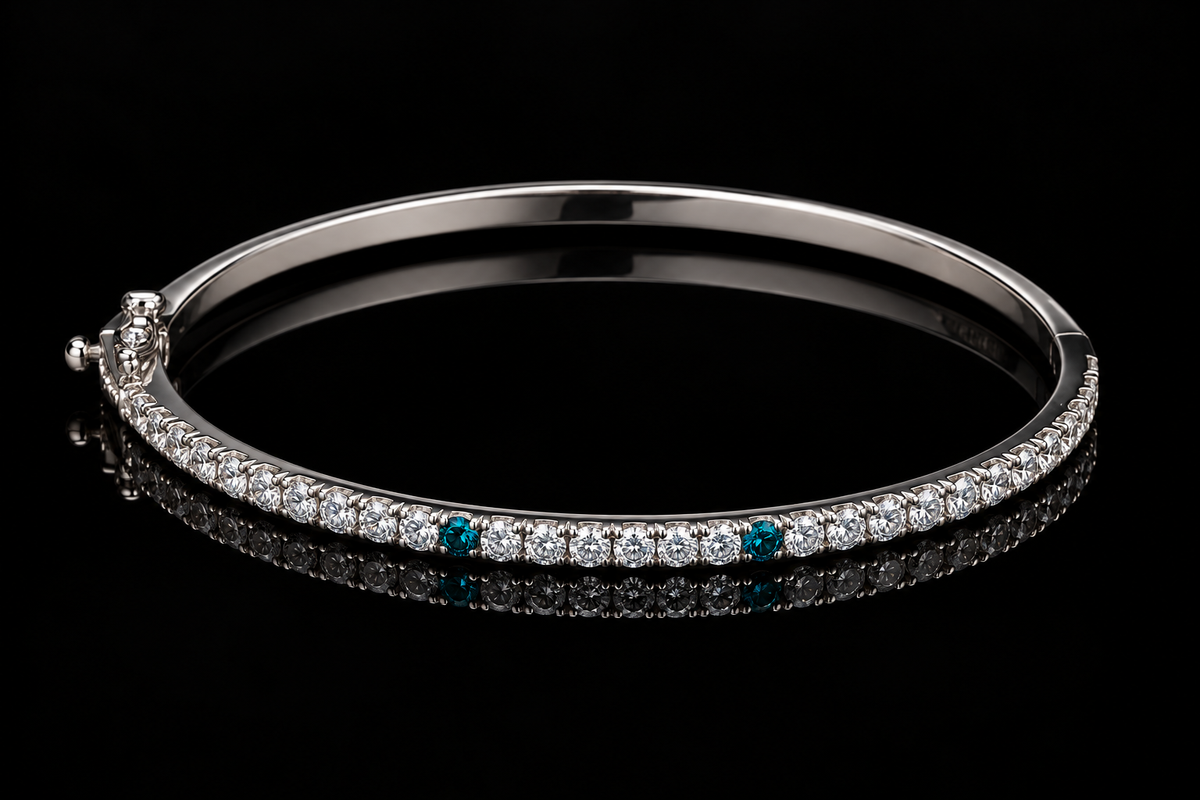 Diamond, Sapphire & Hand-Engraved Bangle (brac034)
