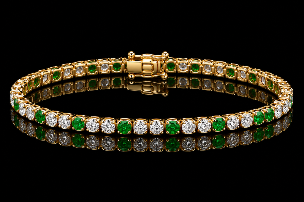 Emerald & Diamond Tennis Bracelet (brac044)