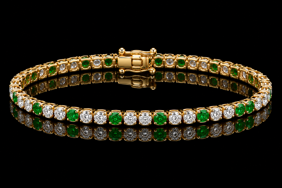 Emerald & Diamond Tennis Bracelet (brac044)