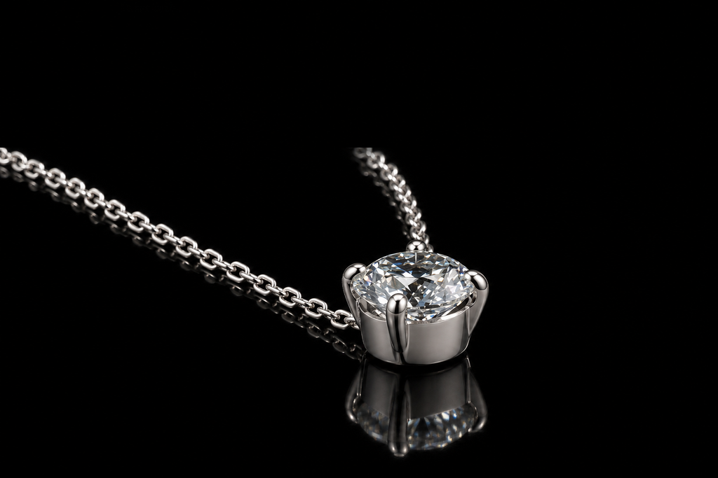 14K White Gold Diamond Solitaire Pendant (pend123)