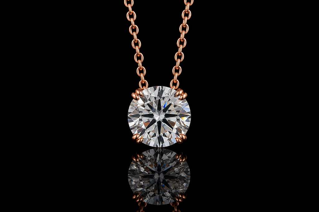 Rose Gold Solitaire Diamond Pendant (pend011)