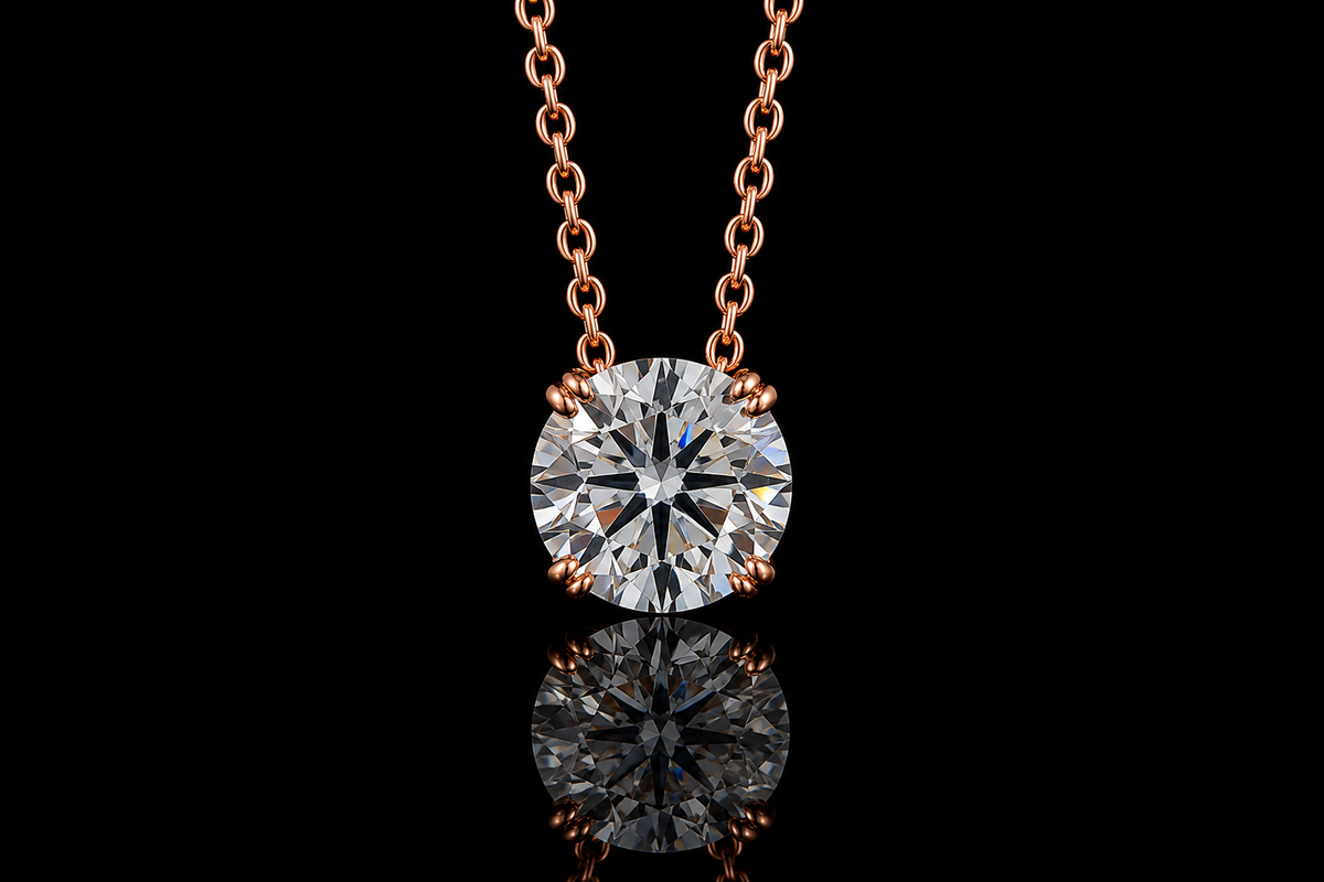 Rose Gold Solitaire Diamond Pendant (pend011)