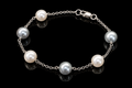 Two-Tone Pearl Station Bracelet (brac030)