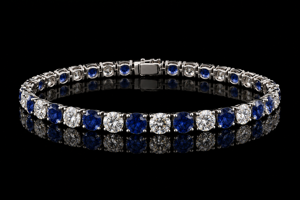 Diamond & Sapphire Tennis Bracelet (brac001-1)