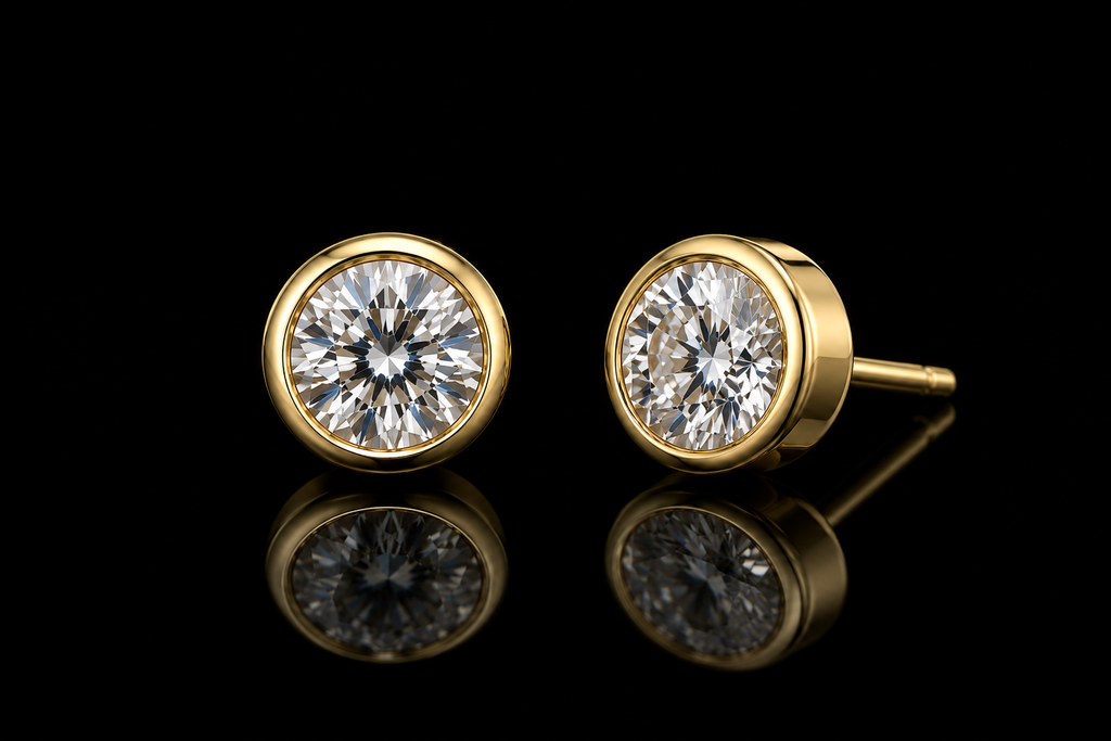 18K Yellow Gold Diamond Bezel Set (pend125)