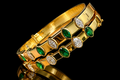 Marquise & Oval Diamond and Emerald Bezel Bangle (brac050)